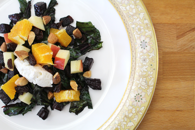 Warm Beet Salad with Fruit and Nuts